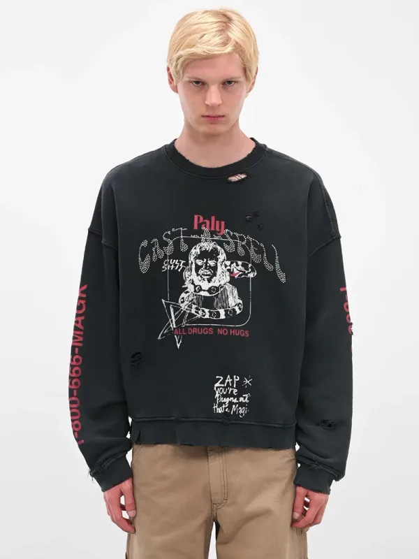 Nuevas sudaderas con capucha PALY de gran tamaño para hombre y mujer, cárdigan Vintage informal lavado negro dañado de la mejor calidad, sudaderas con cremallera — image 26
