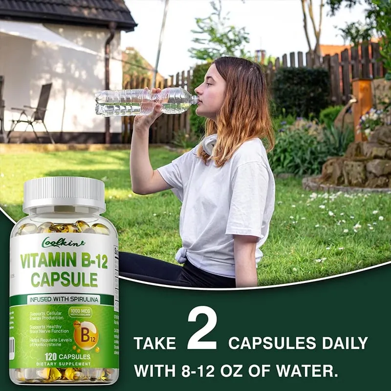 Vitamin B12 Capsules - Methylcobalamin Supplement for Mind Energy Brain Mood Heart Support