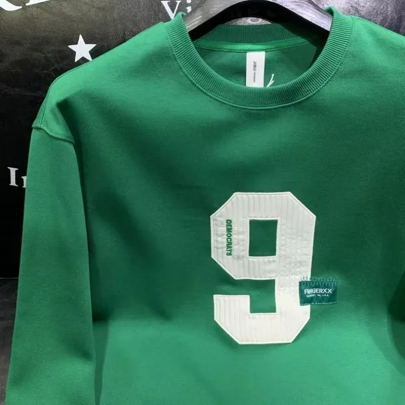Jaro Podzim Pánské Trendy Jednoduché Casual All Match Mikina Y2K Streetwear Pulovry s kulatým výstřihem Dlouhý rukáv Pánské Volné Mikiny — image 4