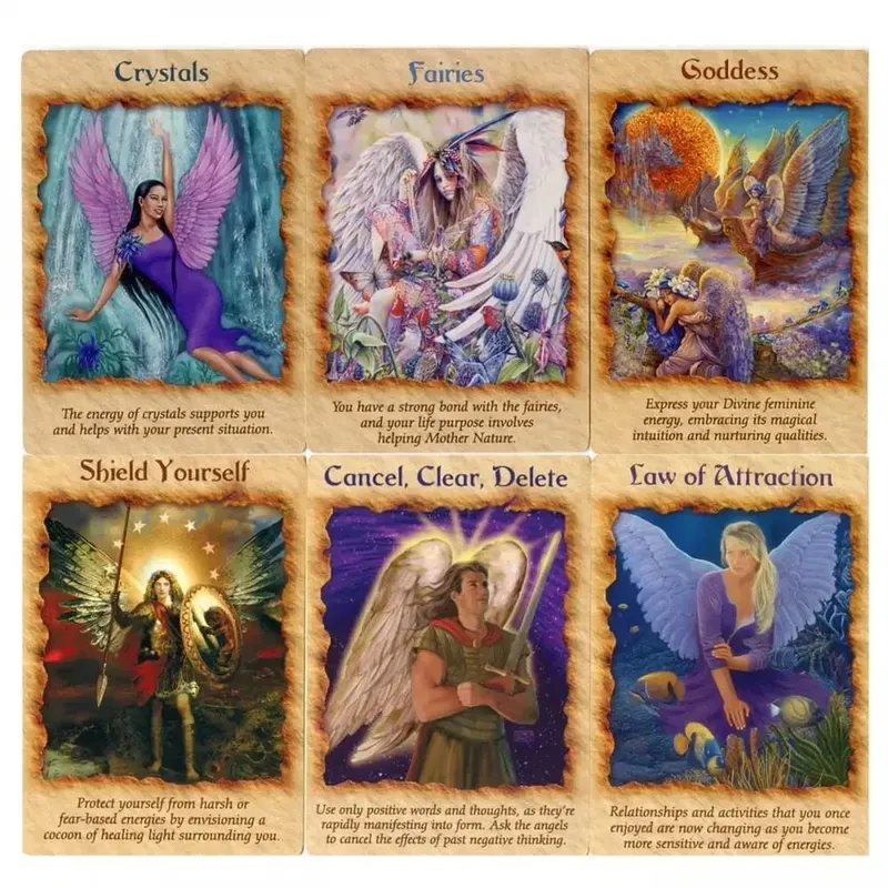 Angel Therapy קלפי אורקל PDF ספר הדרכה קלפי טארוט משחקי לוח למסיבה משפחתית צעצועי ילדים לנשים
