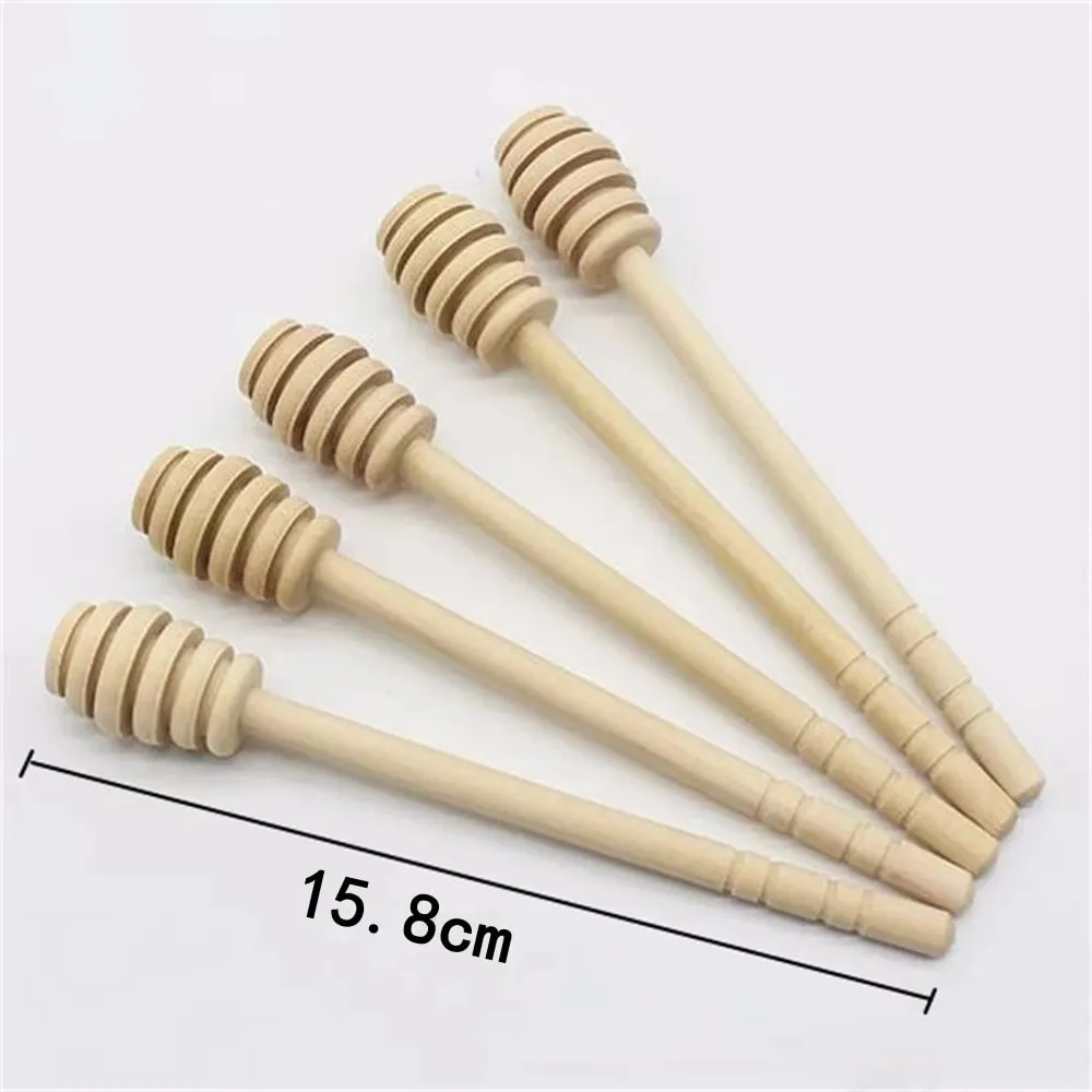 100 τμχ Wood Honey Dipper Stick Server for Honey Jar Dispense Drizzle Honey
