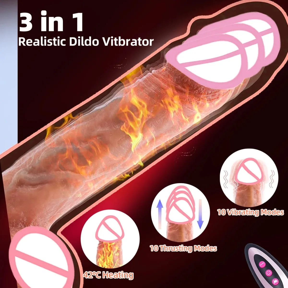 Thick Dildo Vibrator For Women Realistic Dildos Penis Remote Control Thrusting Heated Vibrators Sex Toys Anal G Spot Stimulators — image 2