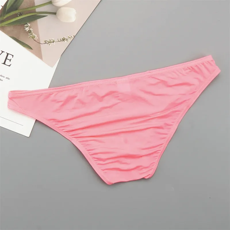 Thin Ice Silk Low Waist Men Briefs Solid Color Semi Transparent Underwear Plus Size Bulge Pouch Smooth Breathable Soft Panties — image 15