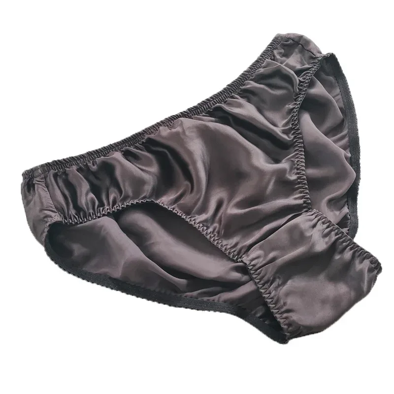 100% Mulberry Silk Men Sexy Underwear Wrinkle Briefs Breathable Male Panties Pure Silk Trigonometric Soft Man Underpants Summer — image 10