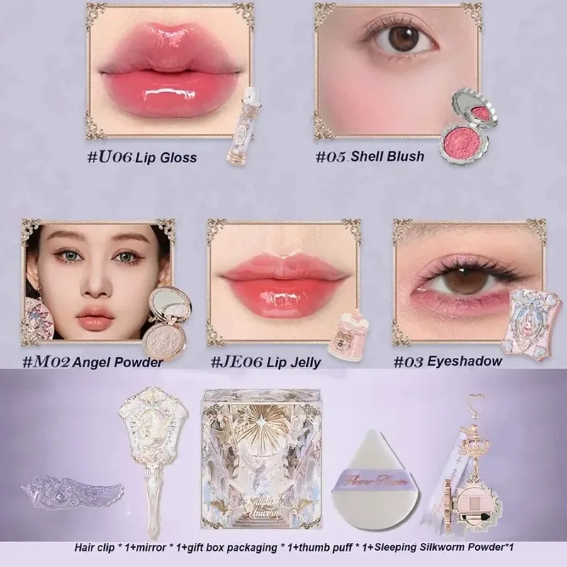 Flower Knows Strawberry Cupid Box Συλλογή Μακιγιάζ Σετ Καλλυντικά Πλήρες σετ Παλέτα Pressed Powder Blush Lipstick Κουτί δώρου — image 9