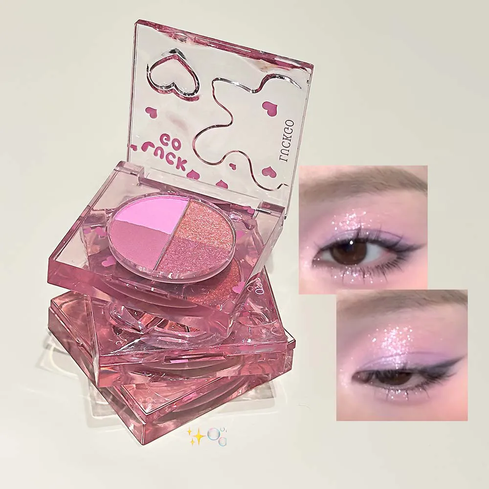 Τετράχρωμη Diamond Glitter Eyeshadow Palette Mini Pink Orange Matte Shimmer Eye Shadow Eye Pigments Highlighter Makeup Cosmetics