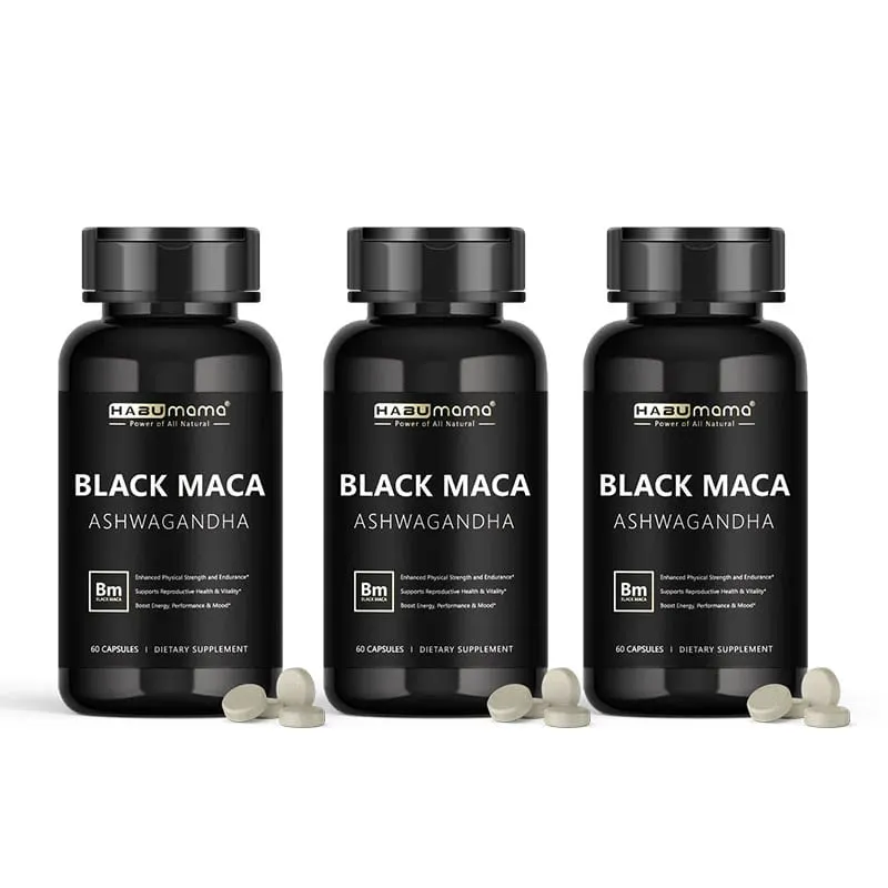 Organic Black Maca -60 Tablets 100% Pure Non-GMO Υποστηρίζει την αναπαραγωγική υγεία Φυσικό Energizer Stamina Enhancer Performance