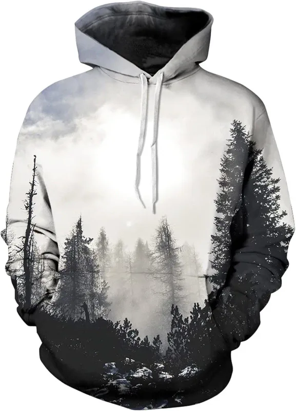 Sudaderas con capucha gráficas para hombre Sudadera con capucha unisex con estampado novedoso, sudadera con estampado 3D y bolsillo, sudadera con capucha gráfica cálida de manga larga Me