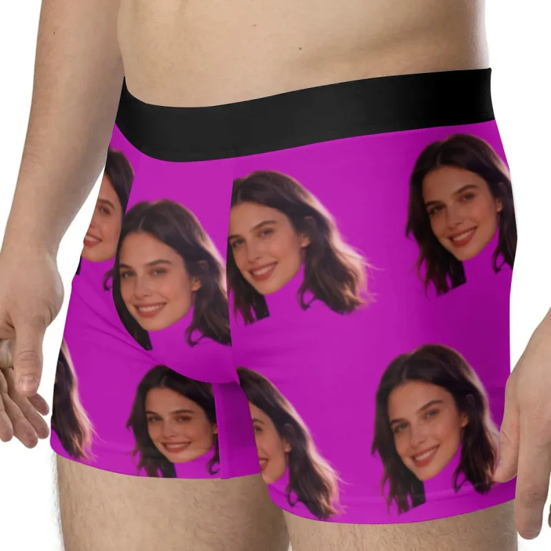 Personalized facial photos customized underwear flat cornered men's Valentine's Day gift for husband anniversary gift for fath