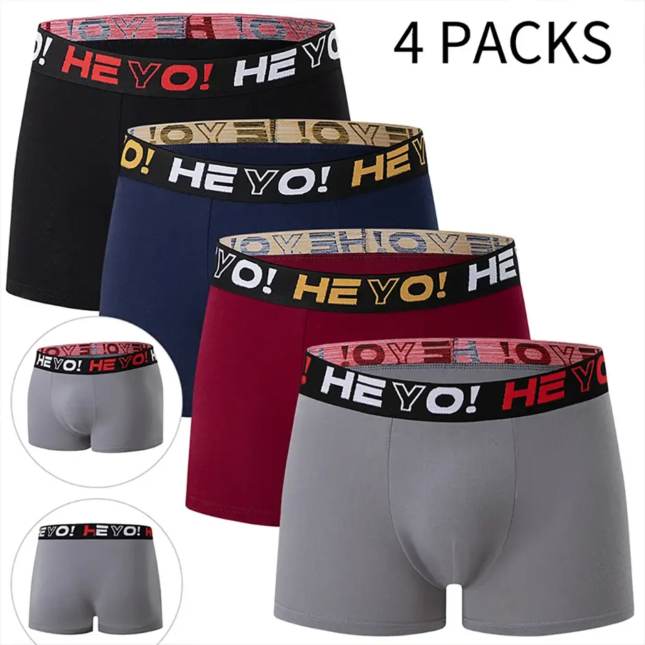 4-Piece Set of Men's Solid Color Cotton Underwear, Casual and Versatile, Elastic Waist, Comfortable Four Corner Plus Size Shorts — image 14