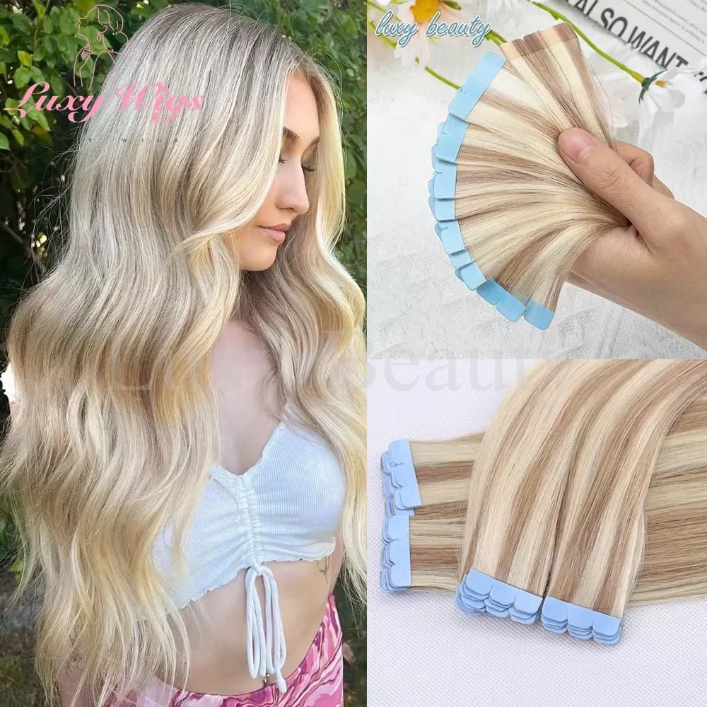 Highlights Καφέ Μίνι Ταινία σε Ανθρώπινα Μαλλιά Extensions Φυσικό Μαύρο Ξανθό Αόρατη Μίνι Ταινία διπλής όψης χωρίς ραφή στα μαλλιά 10τμχ