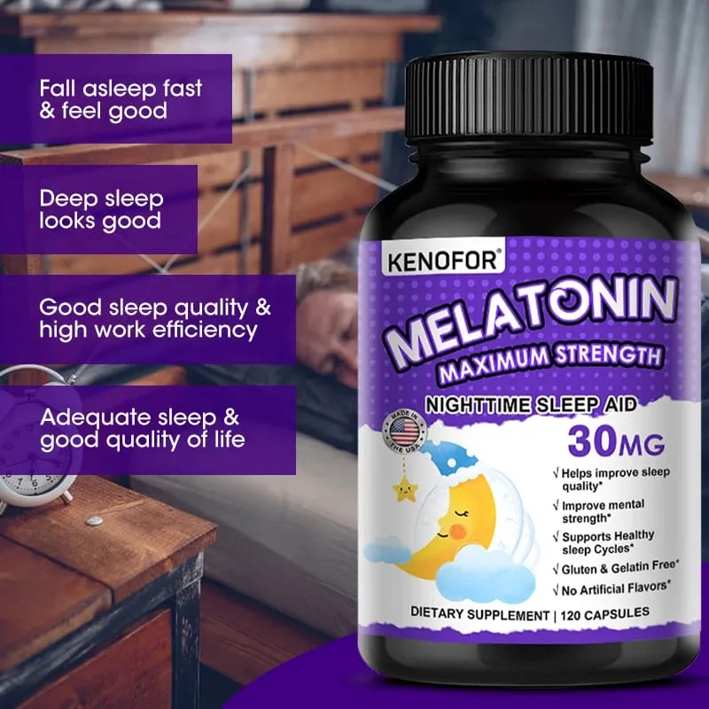 Melatonin Capsules 30mg - Promote Falling Asleep Quickly Calm The Mind Natural Sleep Aid Supplement — image 6