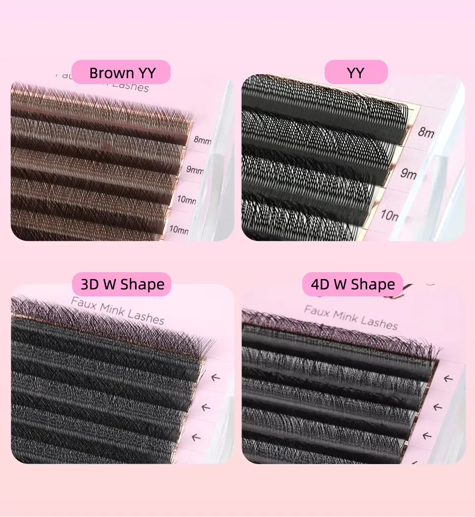 4D W בצורת C/D/L/M הארכת ריסים תלתלים מראש נפח מאווררים רך שיפוע מינק קל ליישט ריסים מלאכותיים טבעיים — image 5