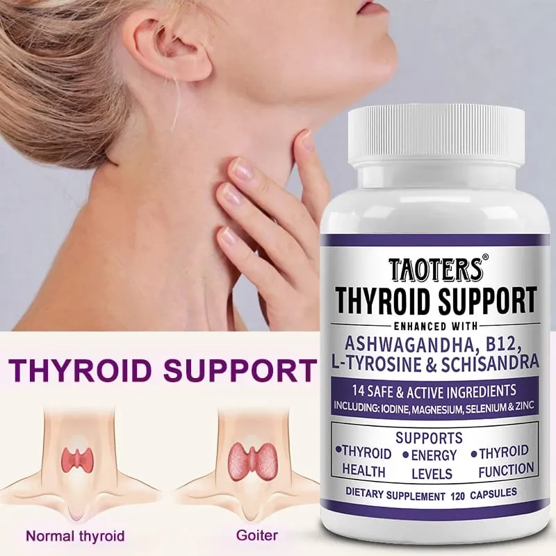 Thyroid Support with Iodine - 120 Capsules (Non-GMO)Energy & Focus & Boost Metabolism - Thyroid Health Supplement — image 2