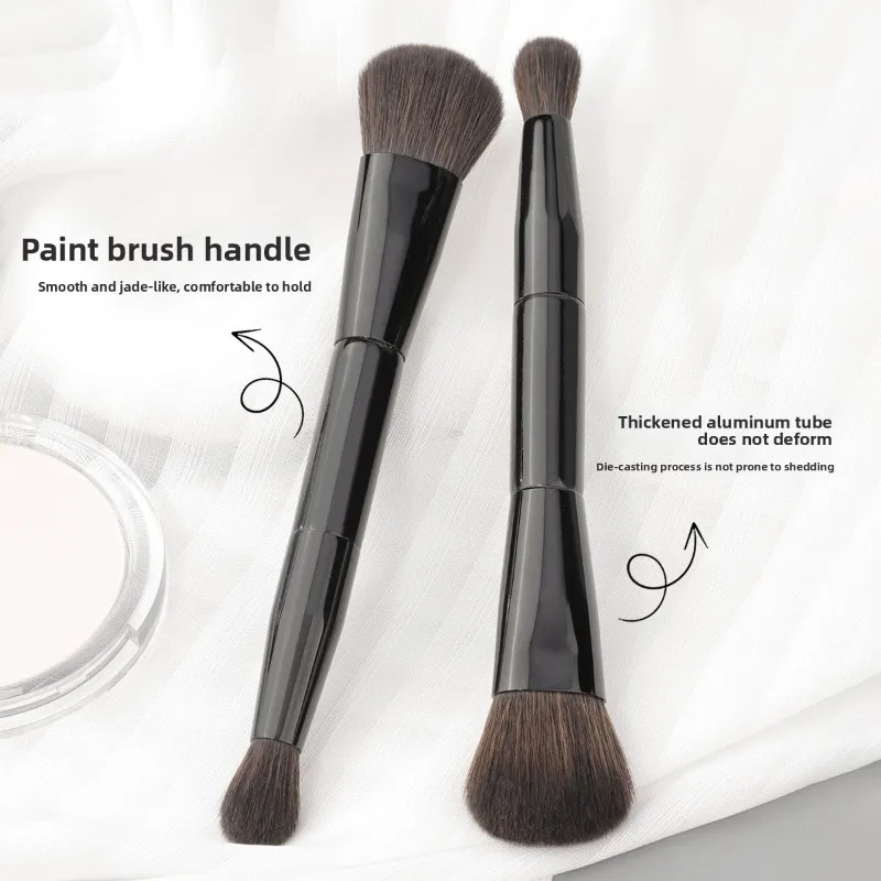 1pc dupla terminou fundação escova contorno escultura pincéis pó blush escova pincéis de maquiagem feminino ferramentas cosméticas escova facial