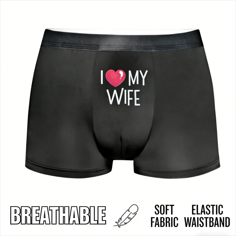 Men's "I LOVE MY WIFE" Romantic Boxer Briefs Soft Stretch Comfortable Daily Underwear,Husband Gift Casual Boxer Hombre Men — image 9