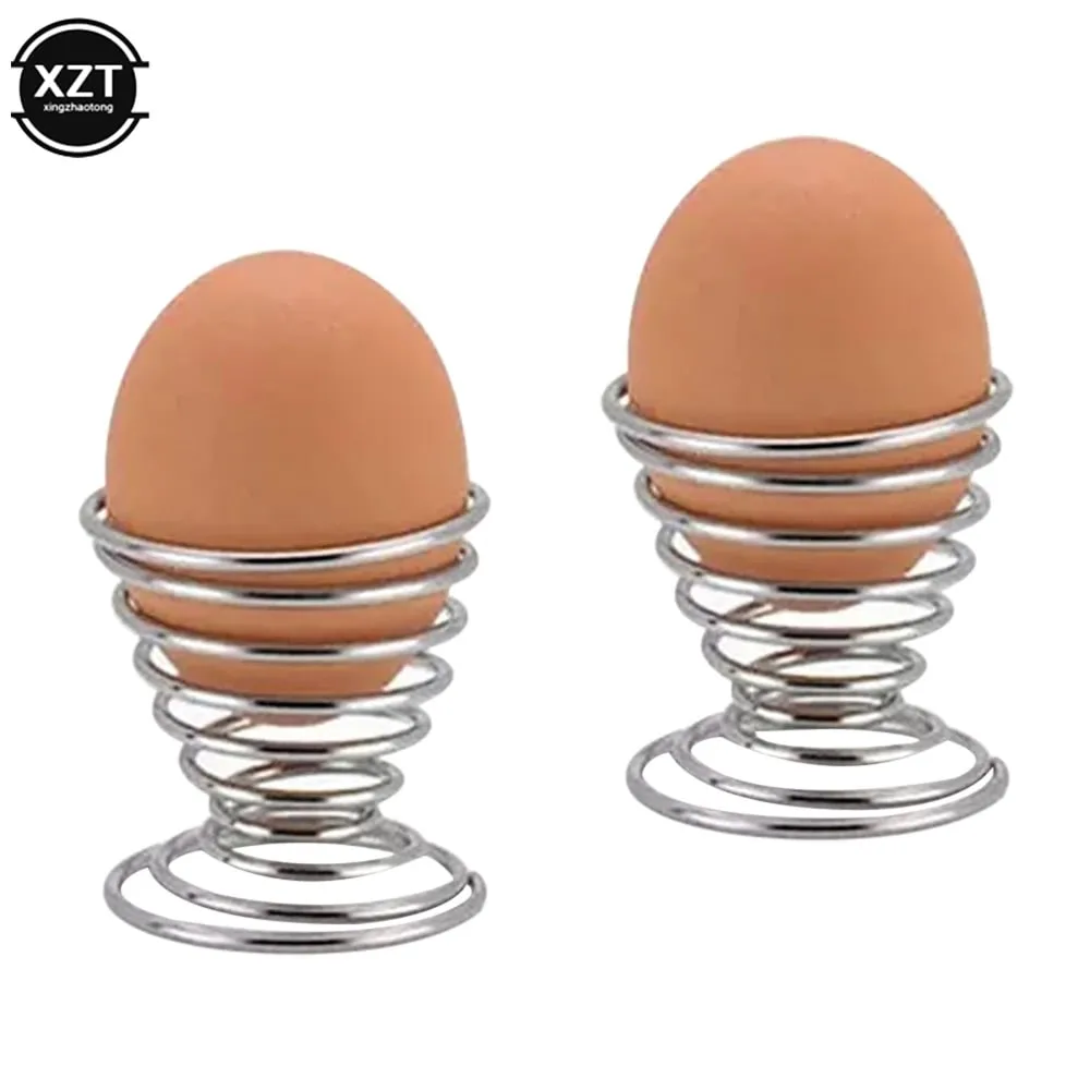 2PCS Eggs Holder Spiral Stainelss Egg Cup Boiled Kitchen Breakfast Hard Boiled Spring Holder Egg Cup Cooking Tool Kitchen Gadget — image 8