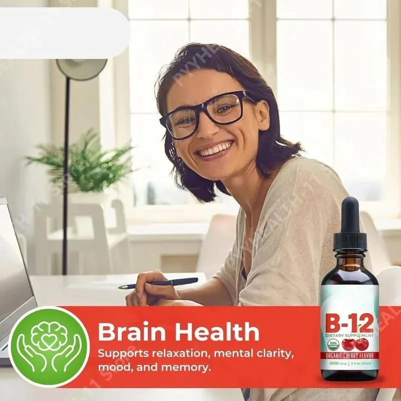 Vitamin B12 Drops 5000mcg Methylcobalamin B12 Liquid Sublingual Supplement Vegan Sugar Free Daily Daily Nutritional Support 60ml