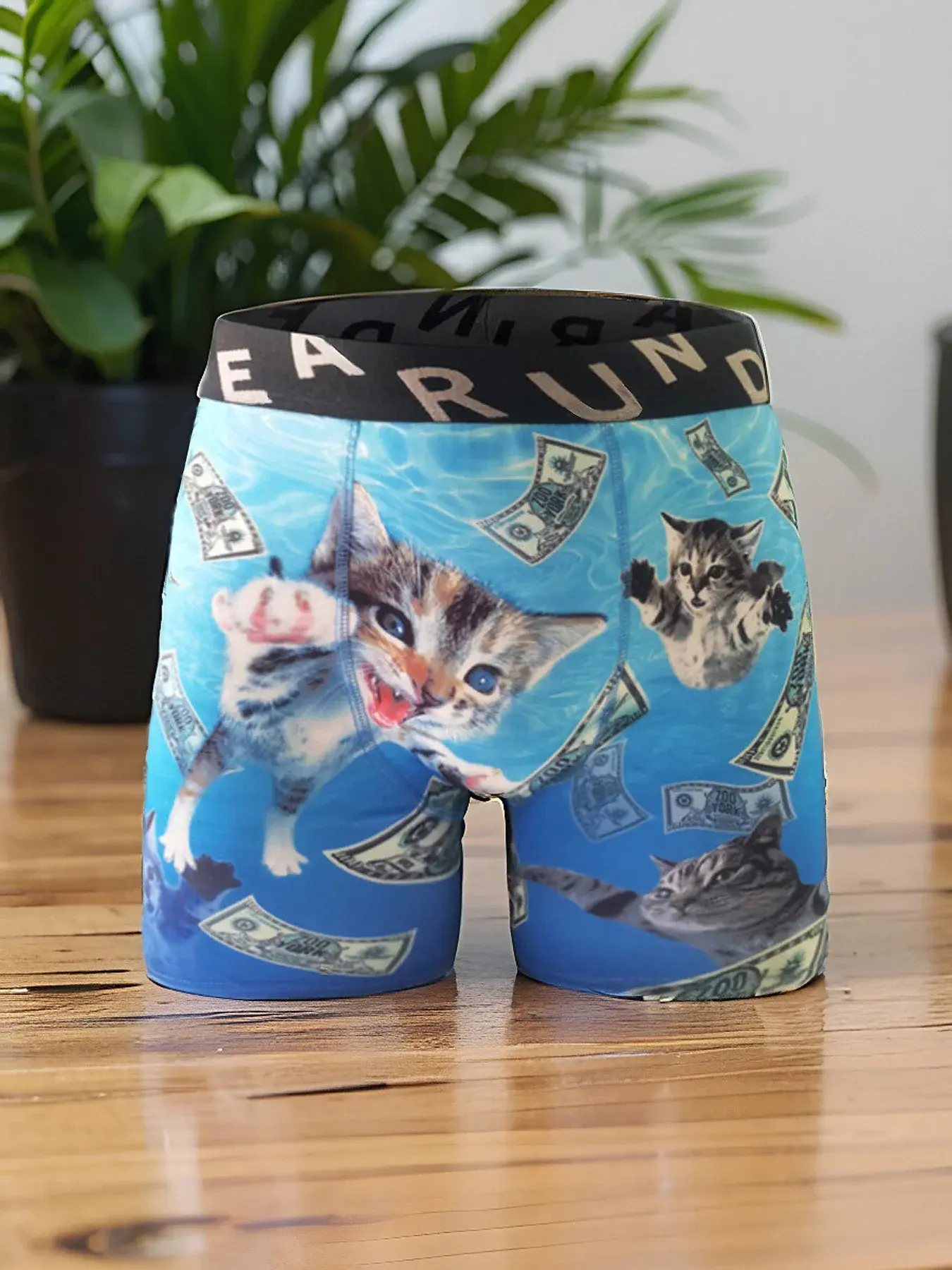 Fashion Men's 3D Cat Printed Funny Pattern Tilament Pants Breathable and Comfortable Fast Dry Sport Boxers Briefs Plus Size — image 7
