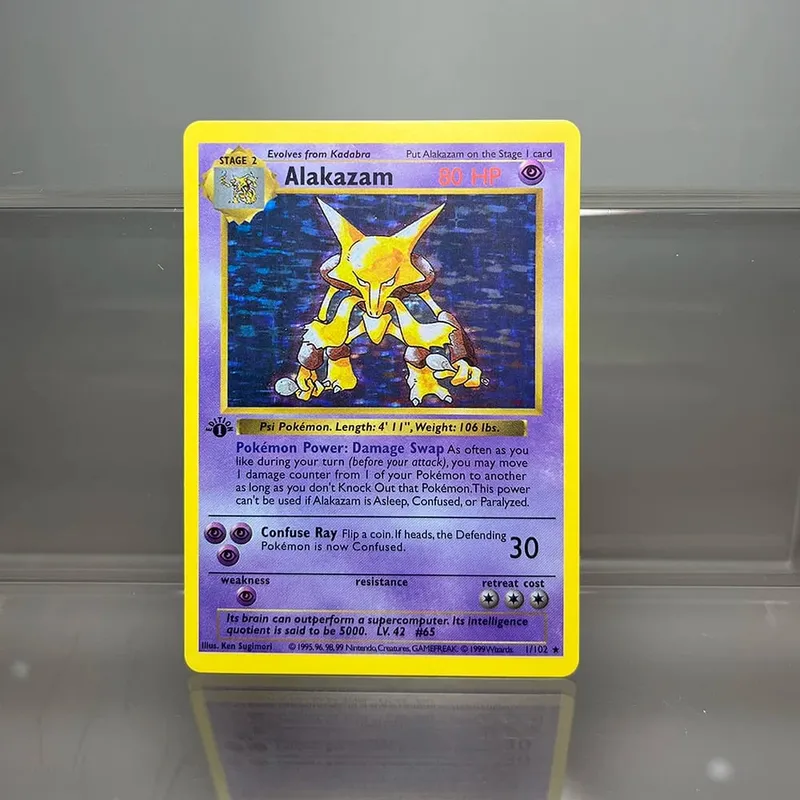 PKM Single Cards 1. Edition 1996 Mewtwo Charizard Dragonite Zapdos PTCG fóliakártyák alapkészlet játékgyűjtemény PKM proxy kártyák