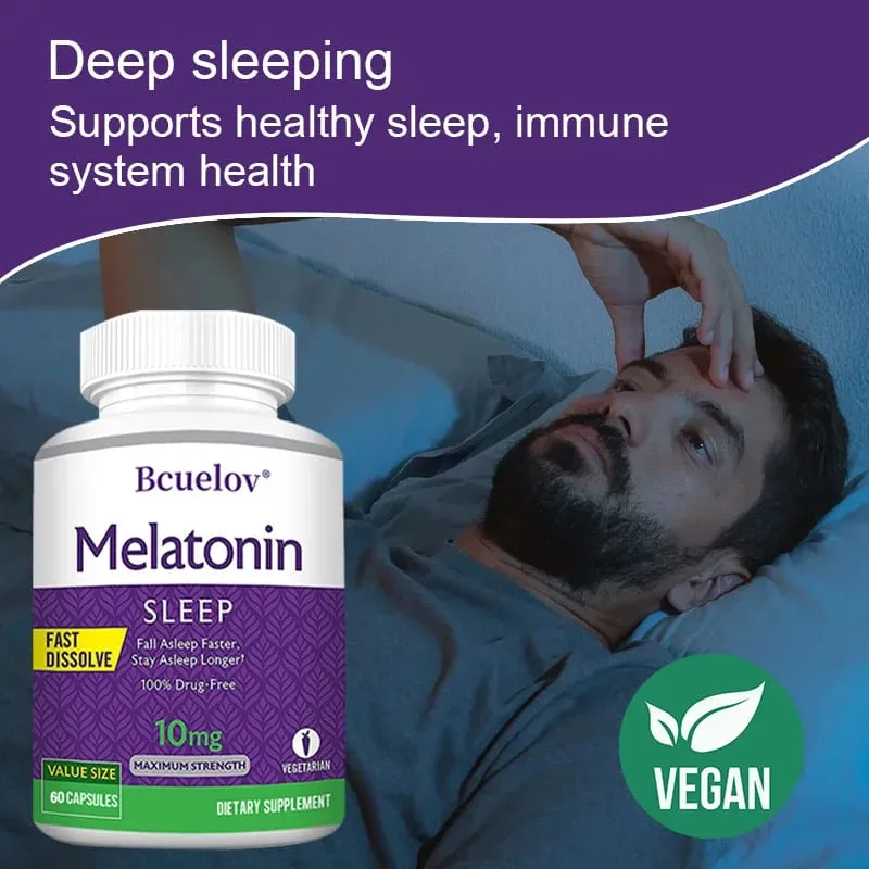 Κάψουλες μελατονίνης 10 mg - Ανακουφίζει από την αϋπνία Προωθεί την ποιότητα ύπνου Παρατείνει τον χρόνο ύπνου Χαλαρώνει το μυαλό 120 κάψουλες — image 3