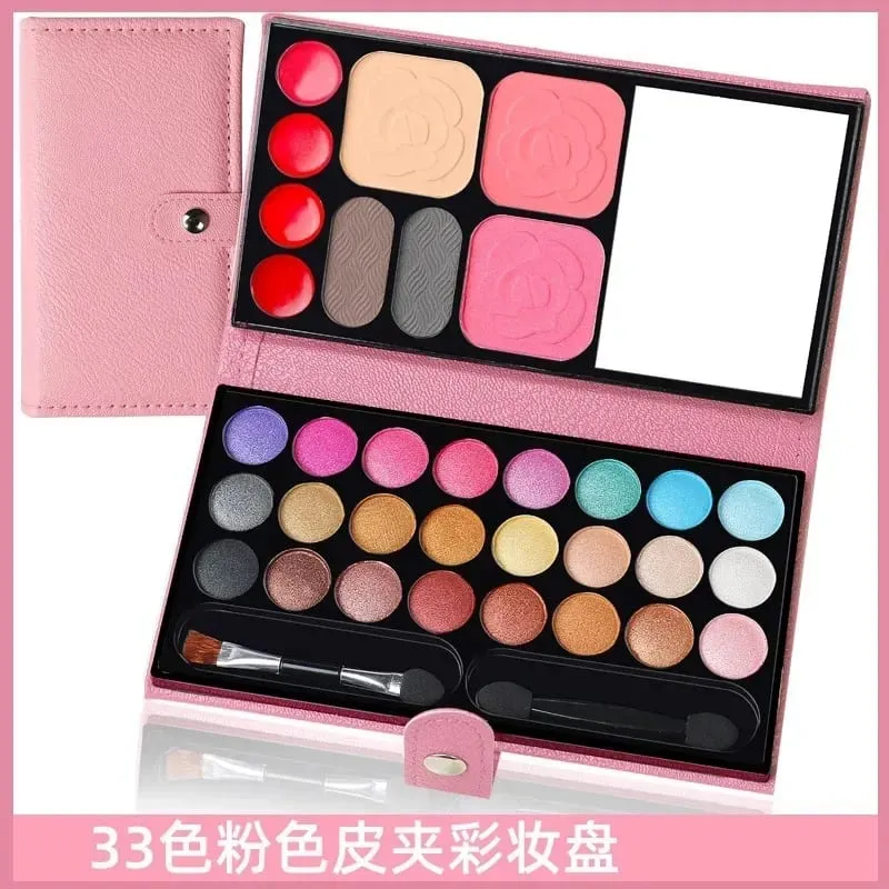 Σετ μακιγιάζ 33 χρωμάτων Eye Shadow Powder Blush Lipstick Διαρκής Καλλυντικά Μακιγιάζ με Καθρέφτη Φορητή παλέτα ταξιδιού για αρχάριους — image 8
