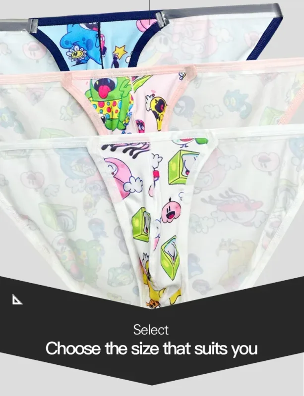 1PCS Full Print Cartoon Graffiti Men Briefs Soft Fabric Wide Waistband 3D U Pouch Low Rise Close Fit Mens Underwear — image 12