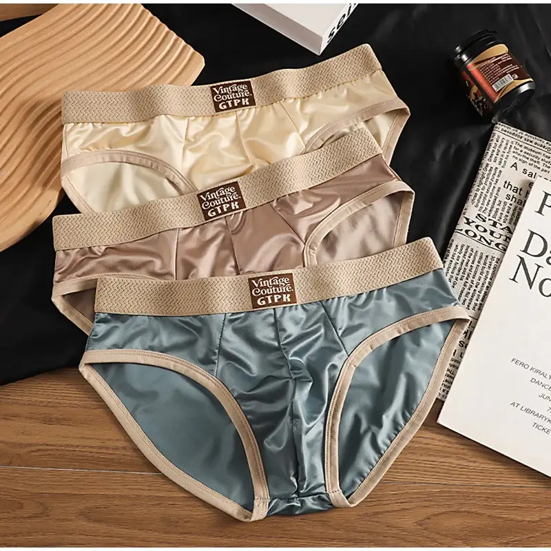 Luxurious Men's Briefs Satin Smooth Cool Ice Silk Panties Underwear Briefs Breathe Quick Drying Underpants U Pouch Underwear — image 8