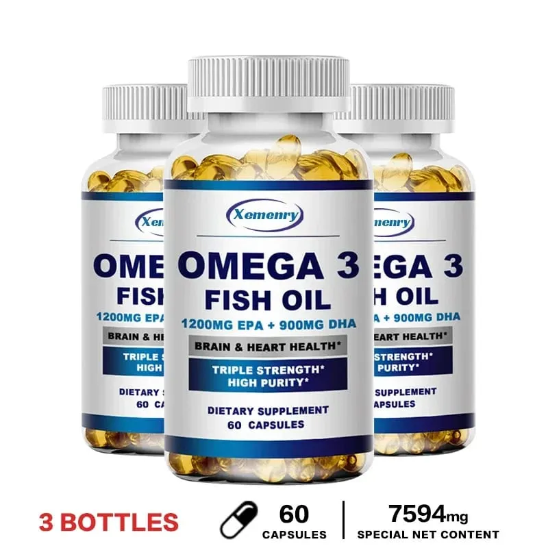 Omega 3 Fish Oil - Support Brain Nervous System Good for Cardiovascular & Skin Health Antioxidant