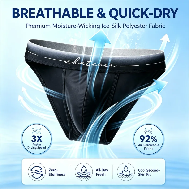 Men Ice Silk High Cut Briefs Printed Moisture Wicking Breathable Athletic Underwear for Bodybuilder Gym Daily Wear 1 / 3Pcs Set — image 10