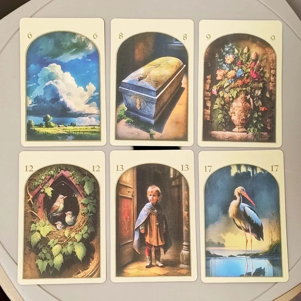 Κάρτες 9*6 εκ. Μεσαιωνικό Lenormand Oracle Deck 36 τμχ τυπωμένες σε χαρτόνι 350GSM με διπλό ανάγλυφο