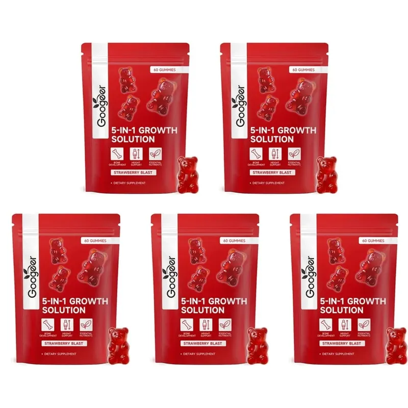 Googeer 5-IN-1 Growth Solution Gummies for Bone Development & Height Support Vitamin D3 K2 Calcium Strawberry Blast 60 Gummies — image 11