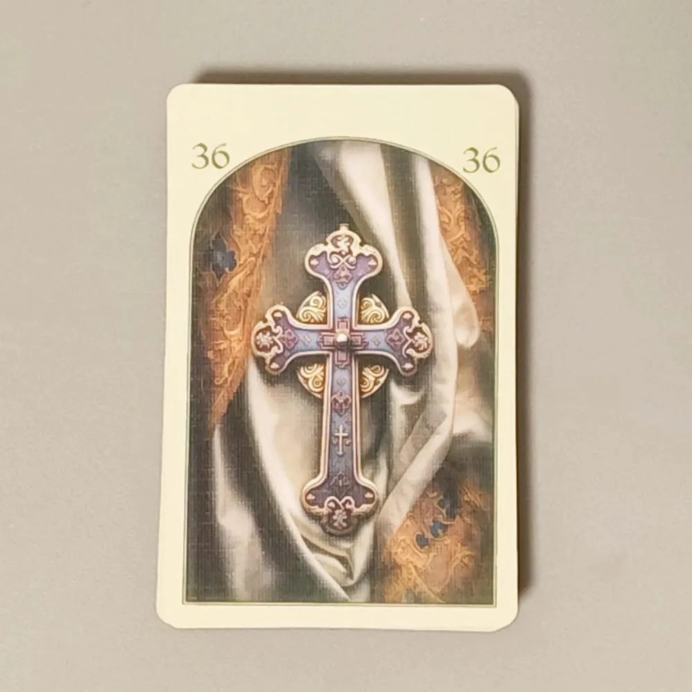 Τυπωμένο σε 350GSM διπλό ανάγλυφο Cardstock Medieval Lenormand Oracle Deck 9*6cm 36 Pcs Cards — image 4