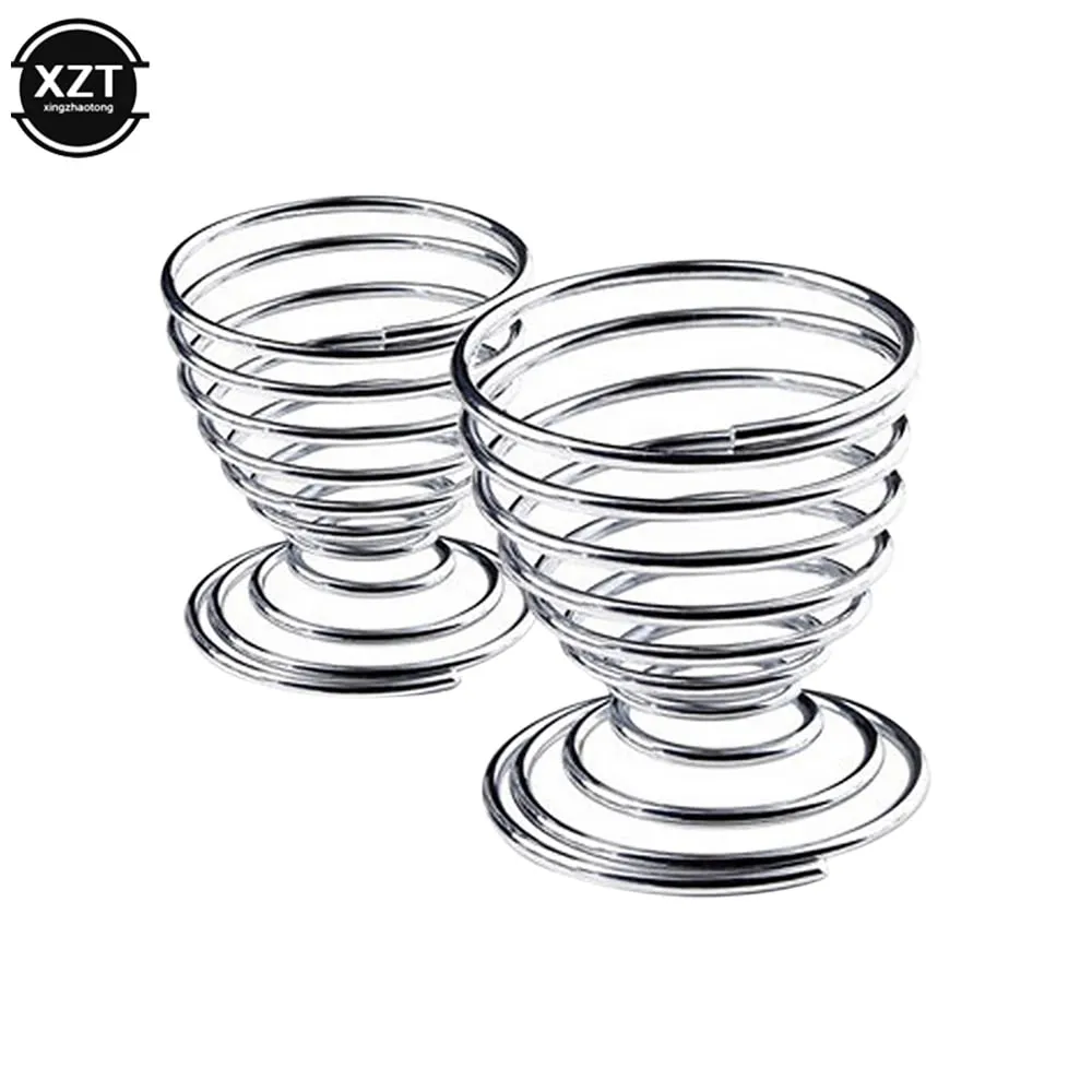 2PCS Eggs Holder Spiral Stainelss Egg Cup Boiled Kitchen Breakfast Hard Boiled Spring Holder Egg Cup Cooking Tool Kitchen Gadget — image 6