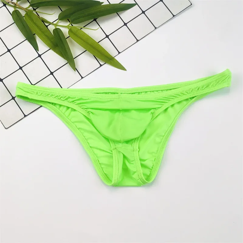 4PCS Men High Fork Briefs Mid Waist Elastic Ice Silk Brief Summer Underpants Ice Silk U Convex Pouch Male Underwear Silky Shorts — image 17
