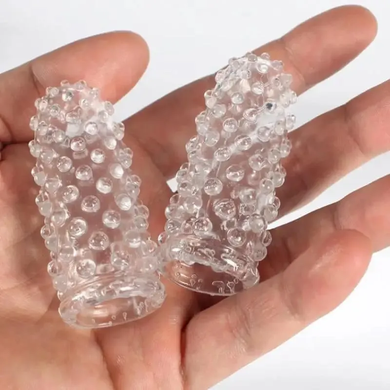 2 Pack TPE Finger Sleeve Χωρίς δονητές G Spot Orgasm Massage Clitoris Stimulator Masturbators Πρωκτικό παιχνίδι σεξουαλικού σεξ για γυναίκες άντρες Αρχάριους — image 2