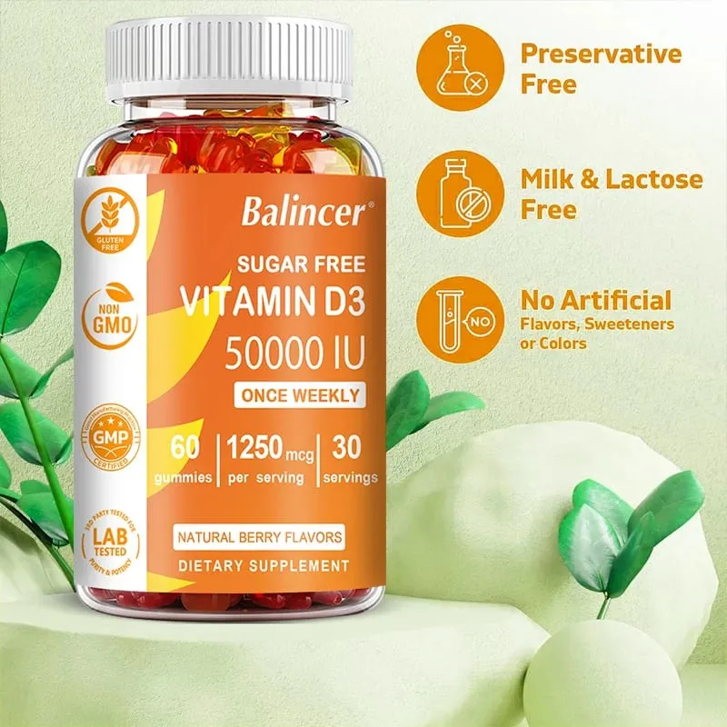 High Potency Vitamin D3 50 000 IU - Immune Support Bone Teeth Heart and Nerve Health Antioxidant - Gluten-Free Non-GMO — image 2