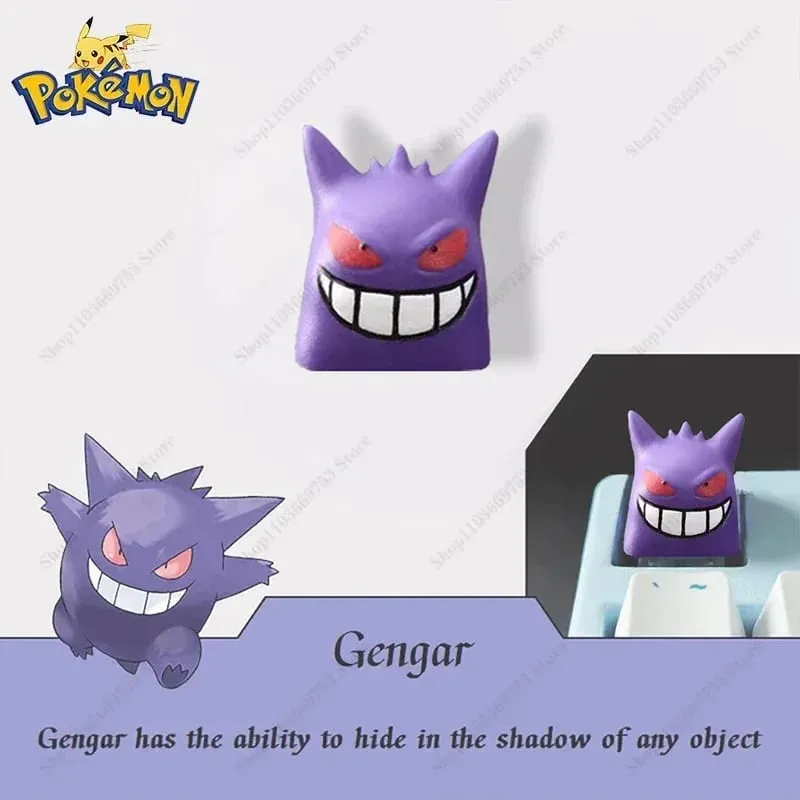Pokemon Anime Cute Tail Keycaps Pikachu Gengar Eevee Keyboard Cap for Cross Shaft Μηχανικό πληκτρολόγιο 3D Resin Keycaps Το καλύτερο δώρο — image 3