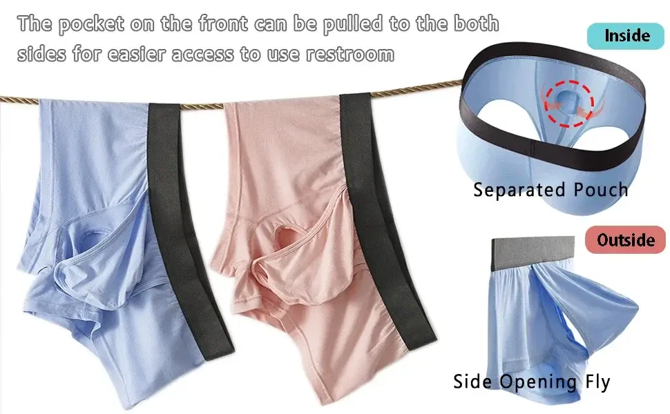 Mens Bamboo Fibers Athletic Quick Dry Breathable Separate Pouch Underwear Fly Front Dual Pouch Trunks Bulge Enhancing Comfortabl — image 2