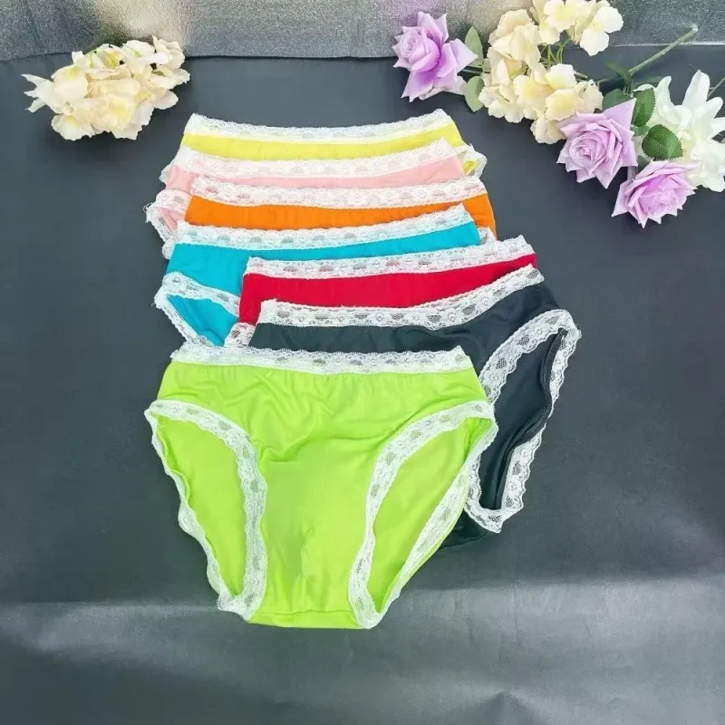 Breathable Ice Silk Men's Underwear Lingerie Low Waist Men's Lace Trim Briefs Panties U-Convex Pouch Brief Youth — image 3