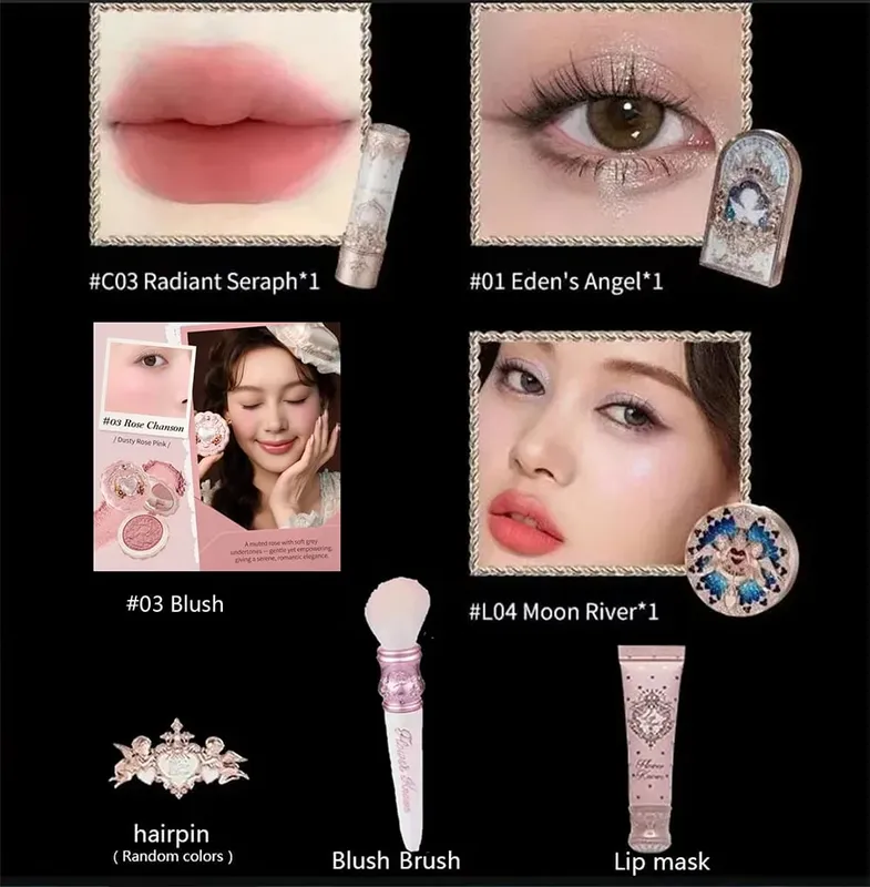 Συλλογή Flower Know Little Angel Κουτί δώρου Μακιγιάζ Eyeshadow Blush Cream Matte Lipstick Highlighter Full Kit All In One — image 9