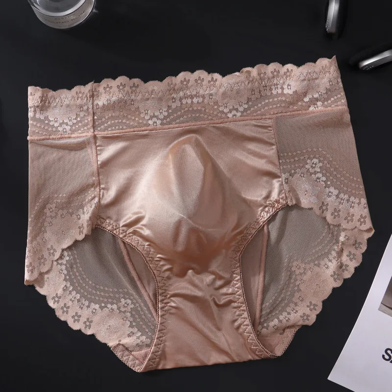 Flower Lace Mesh Hollow Out Sexy Men's Underwear Ice Silk Breathable Seamless Thin Triangle Pants Soft Traceless Male Briefs — image 18