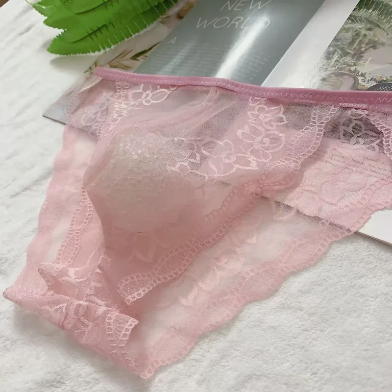 Stretchy Men\'s Lingerie Jockstraps Sheer Pouch Skin,Pink,Black Men Lace Briefs Quick Dry 90 Polyamide 10 Spandex — image 15