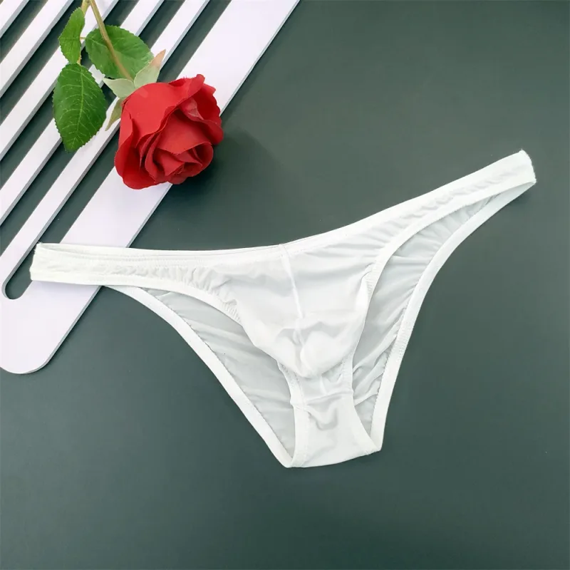5Pcs New Youth Men's Ice Silk Brief U Pouch Underwear Low Waist Ultra Thin Transparent Underpants Sexy Plus Size Male Panties — image 9
