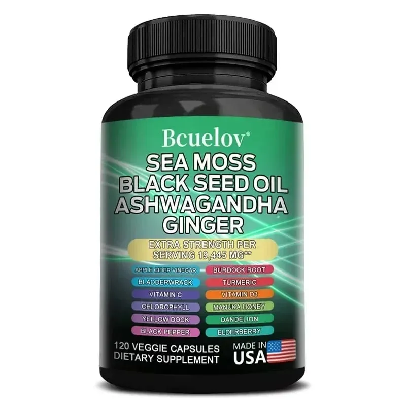 All in One Supplement with Sea Moss Black Seed Oil Ashwagandha Ginger Enhanced Immunity & Energy 120 Capsules — image 9