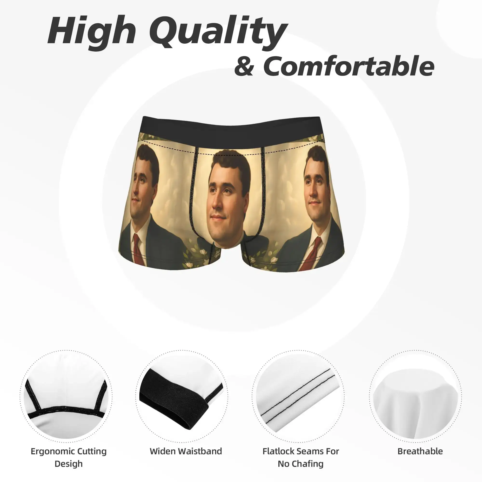 Charlie Kirk Angelic Advocate Underwear Funny Panties Printed Boxer Brief For Men 3D Pouch Plus Size Boxershorts — image 3