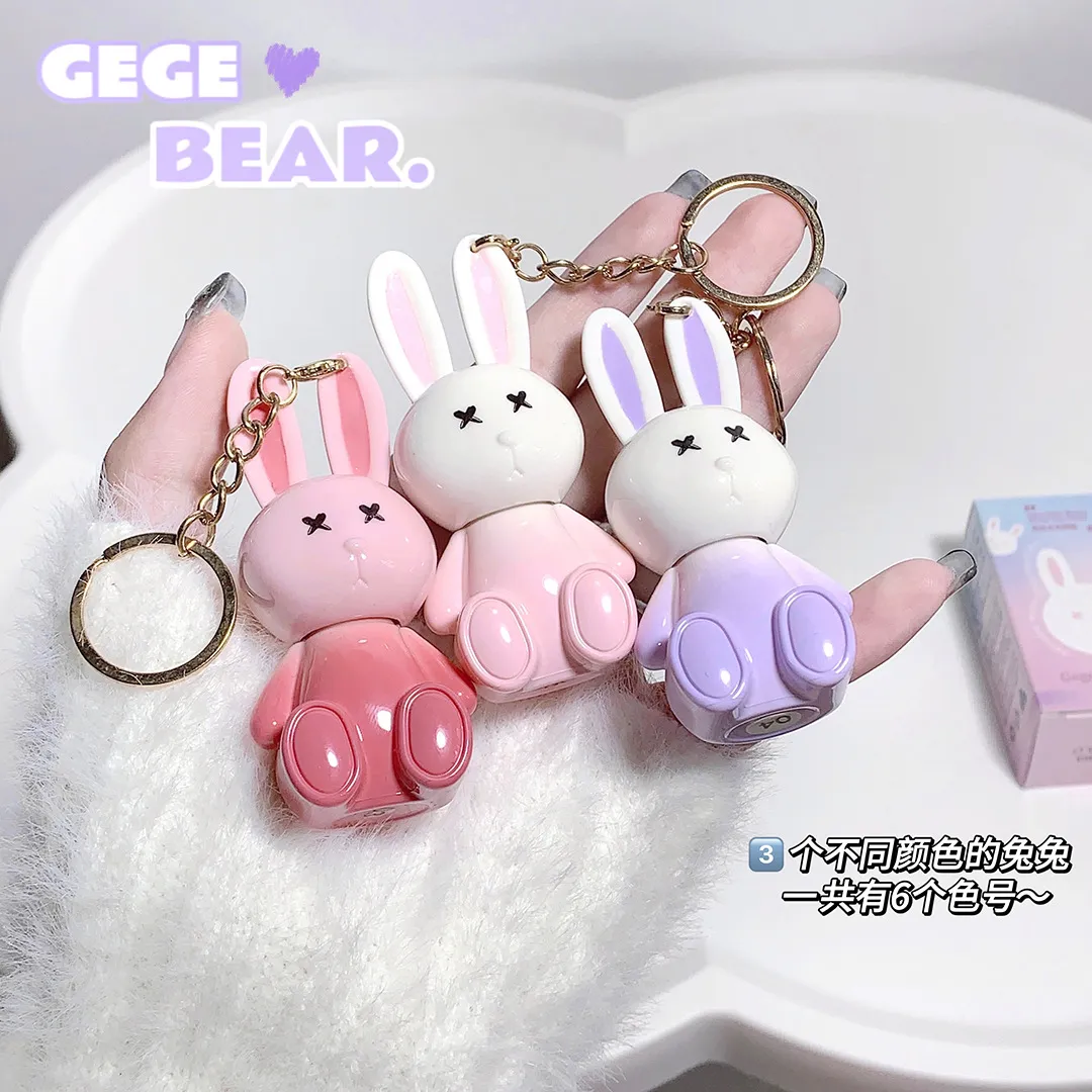 Cute Rabbit Mirror Lip Glaze Keychain Lipstick Αδιάβροχο Lip Gloss μακράς διαρκείας Αντικολλητικό Cup Γυναικείο Lip Glaze Cosmetic 6 Χρώματα — image 2