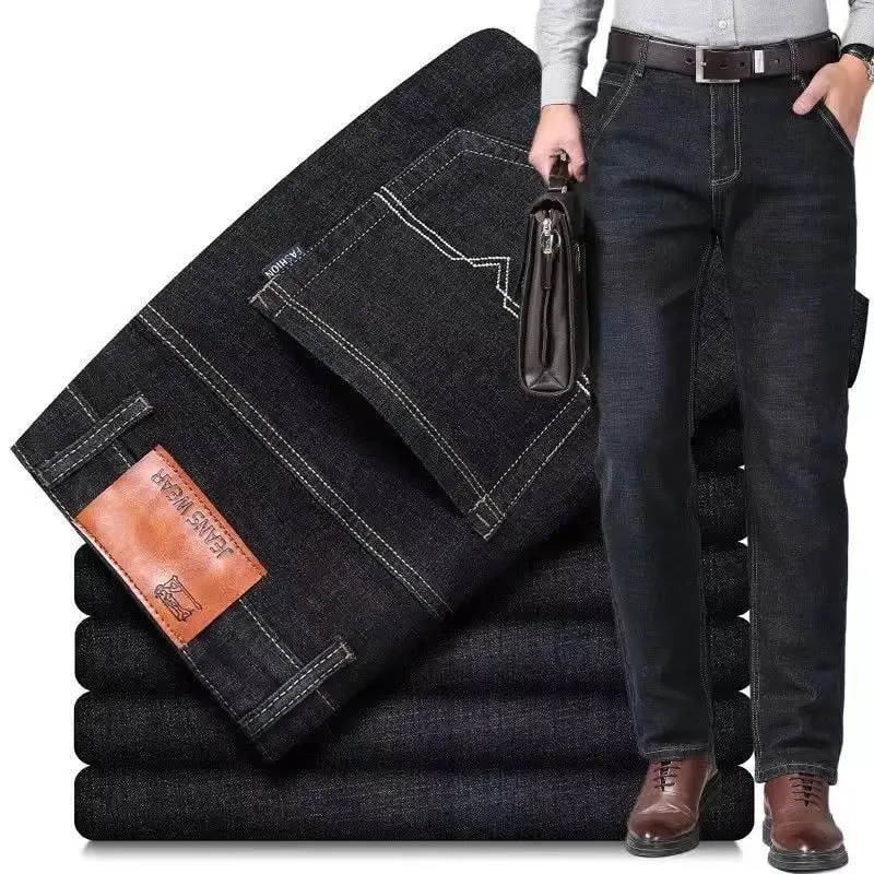 Business Jeans Men Straight Versatile Youth Middle-aged Denim Cheap Work Site Electric Welding Mason Bricklayer Pants Fashion — image 3
