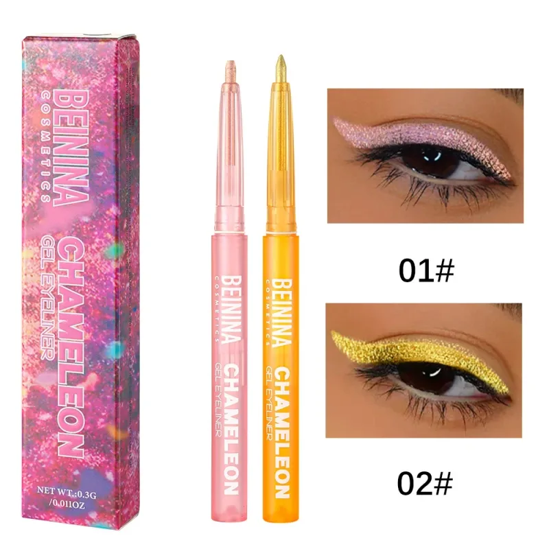 Γυαλιστερό Chameleon Yellow Eyeliner Gel Pen Μεταλλική σκιά ματιών Πολύχρωμο Liner ματιών Pearlescent Polarized Inner Eyes Pigment Μακιγιάζ — image 8