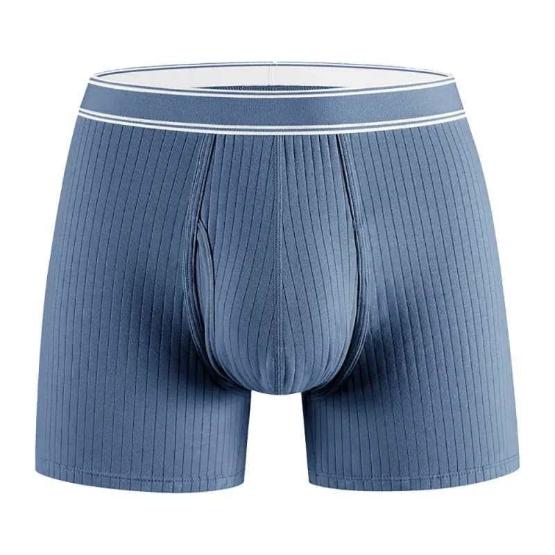 3PCS/Pack 100% Cotton Solid Striped Man Undrewear Lengthen Breathable Fitness Boxers Hombre Crotch Side Opening Men's Underpants — image 12